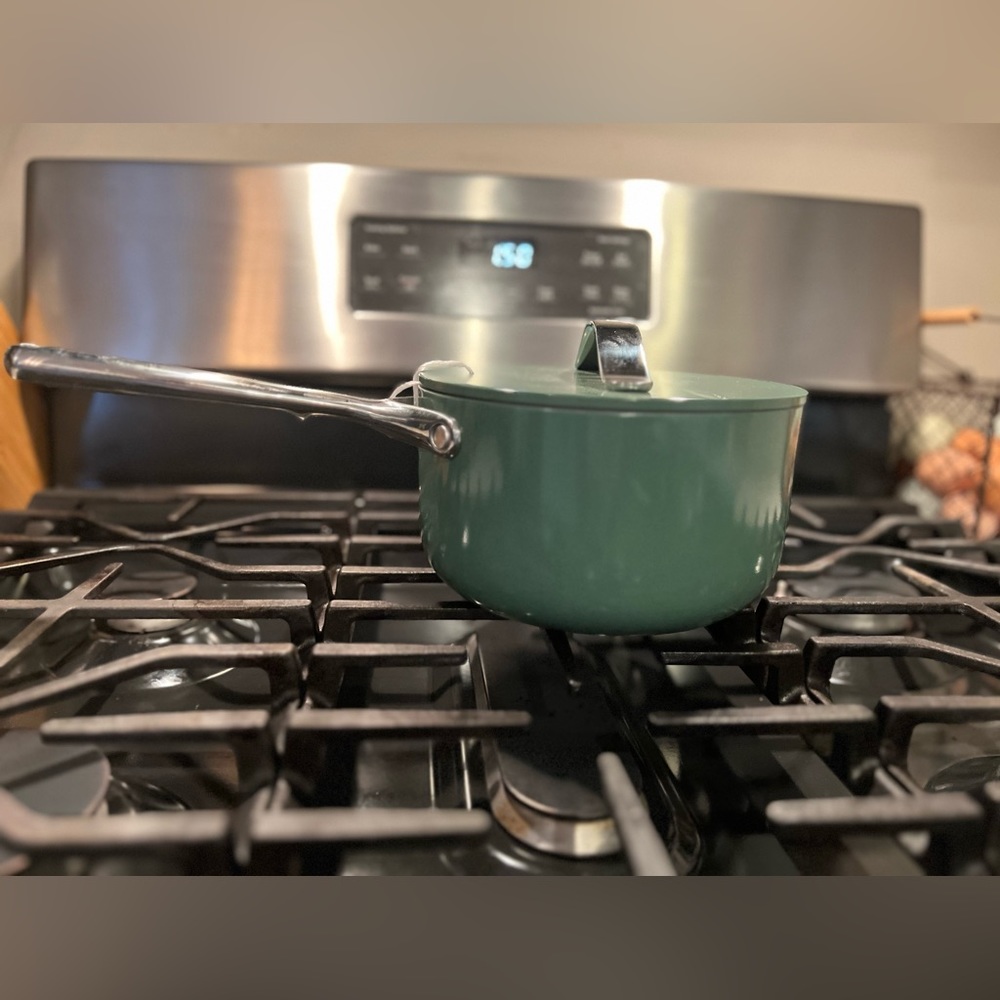 Caraway Nonstick Ceramic Sauce Pan with Lid (3 qt) | Sage - Picture 2 of 11